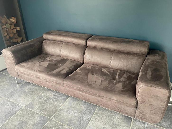 2 Canapés (3 et 2.5 places)+ pouf, Huis en Inrichting, Zetels | Zetels, Zo goed als nieuw, Rechte bank, Vierpersoons of meer, 200 tot 250 cm