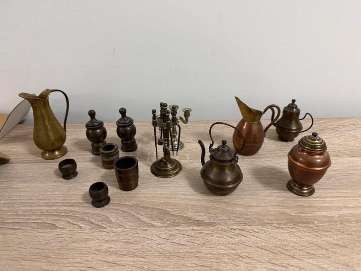 Lot miniatuur koperen / messing potjes en keteltjes, Antiek en Kunst, Antiek | Brons en Koper, Koper, Ophalen of Verzenden
