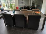 Eettafel en 6 lederen stoelen, Huis en Inrichting, Tafels | Eettafels, Ophalen, Gebruikt