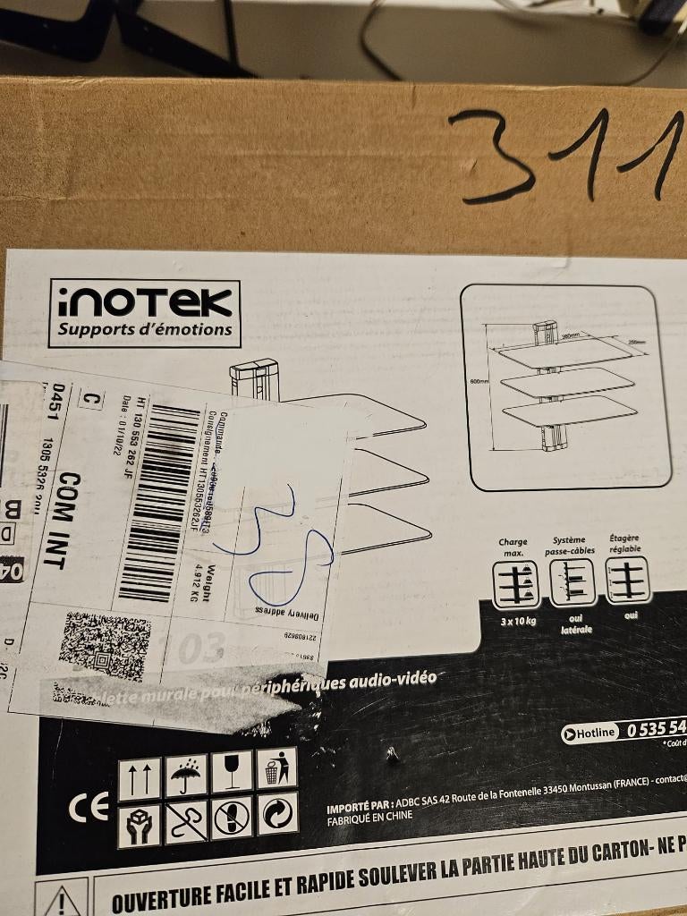 [NEUF/SCELLÉ] Support Mural 3 Étagères Verre/Inotek JET 103, Enlèvement, Neuf