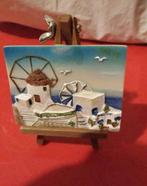 souvenier kreta kadertje op houten staander  handgeschilderd, Ophalen of Verzenden