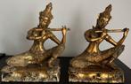Paar gouden bronzen Boeddhabeelden - Thailand, Antiek en Kunst, Ophalen of Verzenden