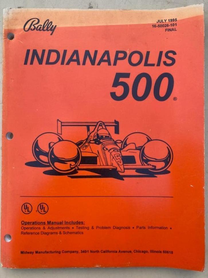BALLY INDIANAPOLIS 500 MANUAL, Verzamelen, Automaten | Flipperkasten, Zo goed als nieuw, Dot-matrix, Flipperkast, Bally, Ophalen of Verzenden