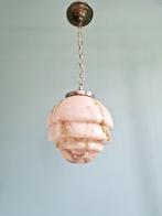 Art Deco hanglamp in roze gemarmerd opaline, jaren 1920-30, Ophalen of Verzenden