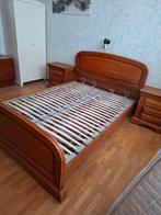 bed +lattenbodem Swissflex  +2 nachtkastjes in donkere teak, Ophalen, Verstelbaar, Bruin, Tweepersoons