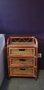 Vintage Rotan & Houten Ladekast – 3 Lades – Boho Style, Huis en Inrichting, Kasten | Ladekasten, Ophalen, 50 tot 100 cm, Zo goed als nieuw