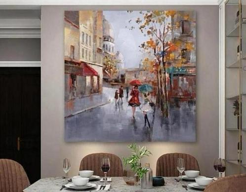 Handgeschilderd olieverf schilderij op canvas 60 x 60 cm, Antiek en Kunst, Kunst | Schilderijen | Modern, Ophalen of Verzenden
