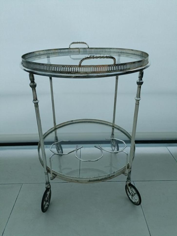 Vintage theetafel, antiek verzilverd trolley, dranken wagen,, Antiek en Kunst, Antiek | Zilver en Goud, Ophalen