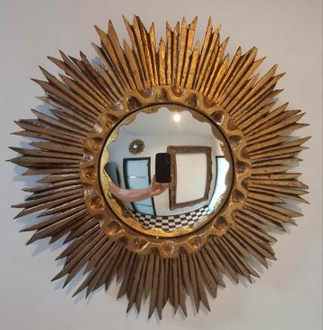 Magnifique modèle miroir soleil 44cm en bois 1960 beschikbaar voor biedingen