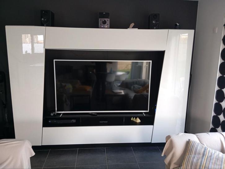 meuble tv CHACE (laqué blanc), Maison & Meubles, Armoires | Mobilier de télévision, Utilisé, Enlèvement