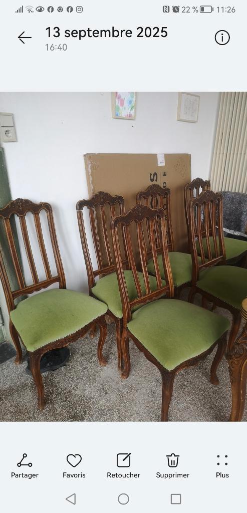 Tafel en 6 stoelen, antiek meubilair uit Luik,, Antiek en Kunst, Antiek | Meubels | Tafels, Ophalen of Verzenden