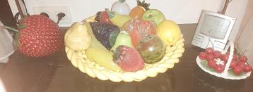 fruits et legumes en verre et porcelaine,vintage!