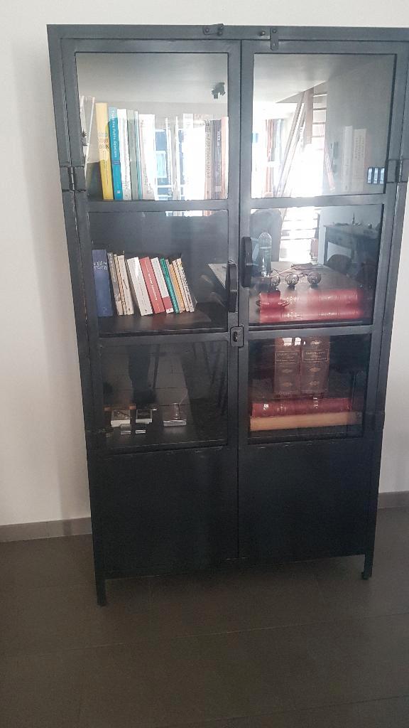 Industriële look (vitrine of boeken)kast - stevige kwaliteit, Huis en Inrichting, Kasten | Vitrinekasten, Zo goed als nieuw, 150 tot 200 cm