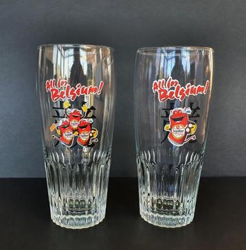 2 Bierglazen voor Jupiler – 33 cl – supporters Belgium  beschikbaar voor biedingen