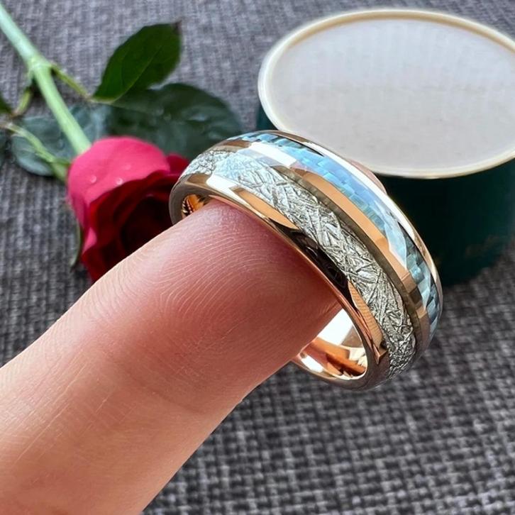 Wolfraam Trouwringen 18 karaat rosé goud verguld - Levi, Handtassen en Accessoires, Ringen, Nieuw, Dame of Heer, Goud, Goud, Verzenden