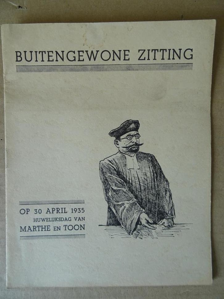 Curiosa Buitengewone zitting  Rechtbank 1935 Huwelijksdag, Antiek en Kunst, Curiosa en Brocante, Ophalen of Verzenden