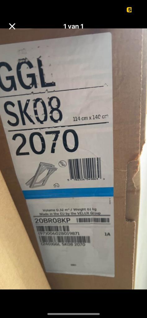 Velux GGL SK08 2070 dakraam 114x140 cm – Nieuw in doos, Doe-het-zelf en Bouw, Glas en Ramen, Zo goed als nieuw, Ophalen