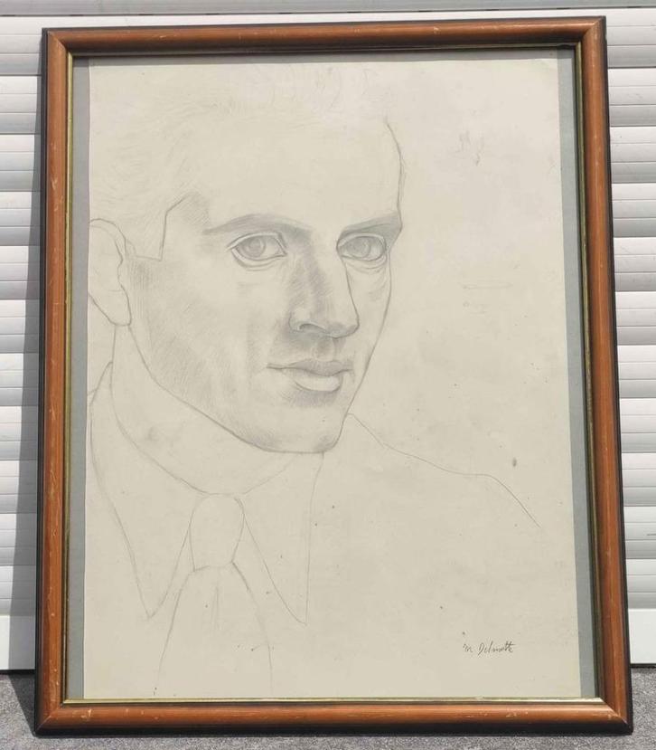 Dessin portrait signe Marcel delmotte, Antiek en Kunst, Kunst | Tekeningen en Fotografie, Ophalen of Verzenden