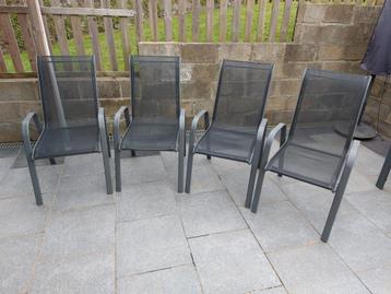 Lot de 4 chaises en aluminium et textiléne