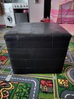 Poef zwart, Huis en Inrichting, Ophalen, Gebruikt, Leer, 50 tot 75 cm