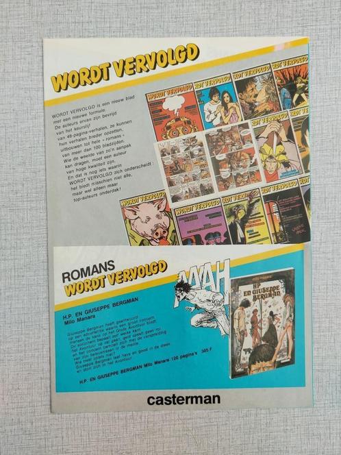 Tardi Manara - Folder Casterman Wordt Vervolgd 1982, Collections, Personnages de BD, Utilisé, Autres types, Autres personnages