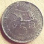 Congo belge Léopold III 5 francs 1936 KM 24, Timbres & Monnaies, Monnaies | Afrique, Enlèvement ou Envoi, Monnaie en vrac, Autres pays