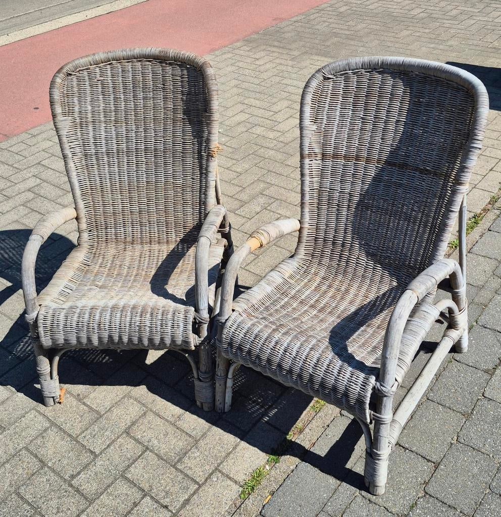 Set van 2 rieten zetels, Tuin en Terras, Tuinstoelen, Ophalen