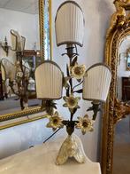 Paar antieke bronzen kandelaars met lampen, Ophalen