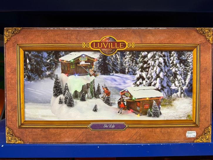 LuVille Ski Lift animated kerst dorp scene + muziek&beweging, Diversen, Kerst, Zo goed als nieuw, Ophalen of Verzenden