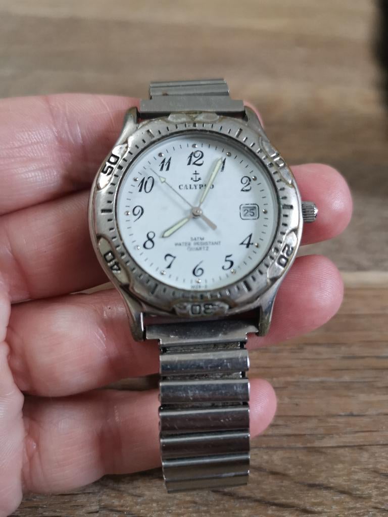 Calypso vintage quartz horloge  stainless steel, Overige merken, Staal, Gebruikt, Staal