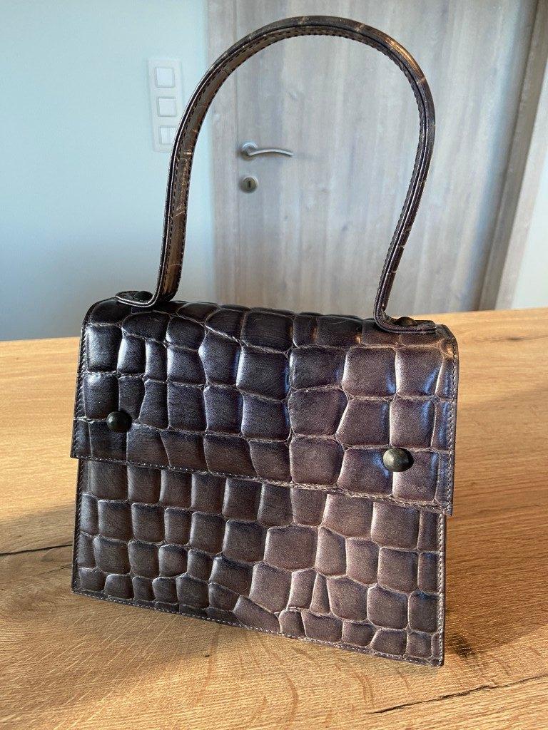 Lederen handtas "Emmy Wieleman" NIEUWSTAAT, Enlèvement ou Envoi, Comme neuf, Gris, Sac à main