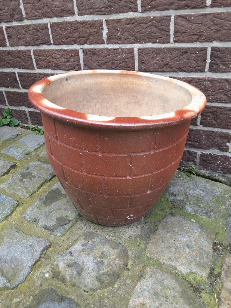 Bloempot geglazuurd 39 cm diameter 34 cm hoog perfecte staat, Tuin en Terras, Ophalen of Verzenden