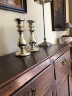 Paar kwikglazen kandelaars, 30 cm hoog, Ophalen, Glas