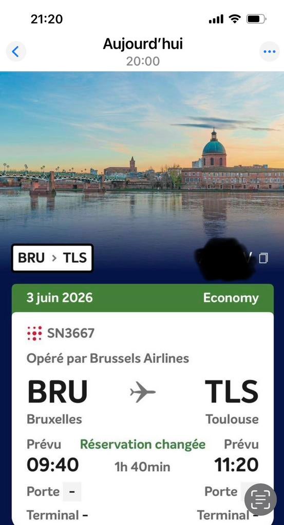 Billet avion Bruxelles - Toulouse (AR), Une personne