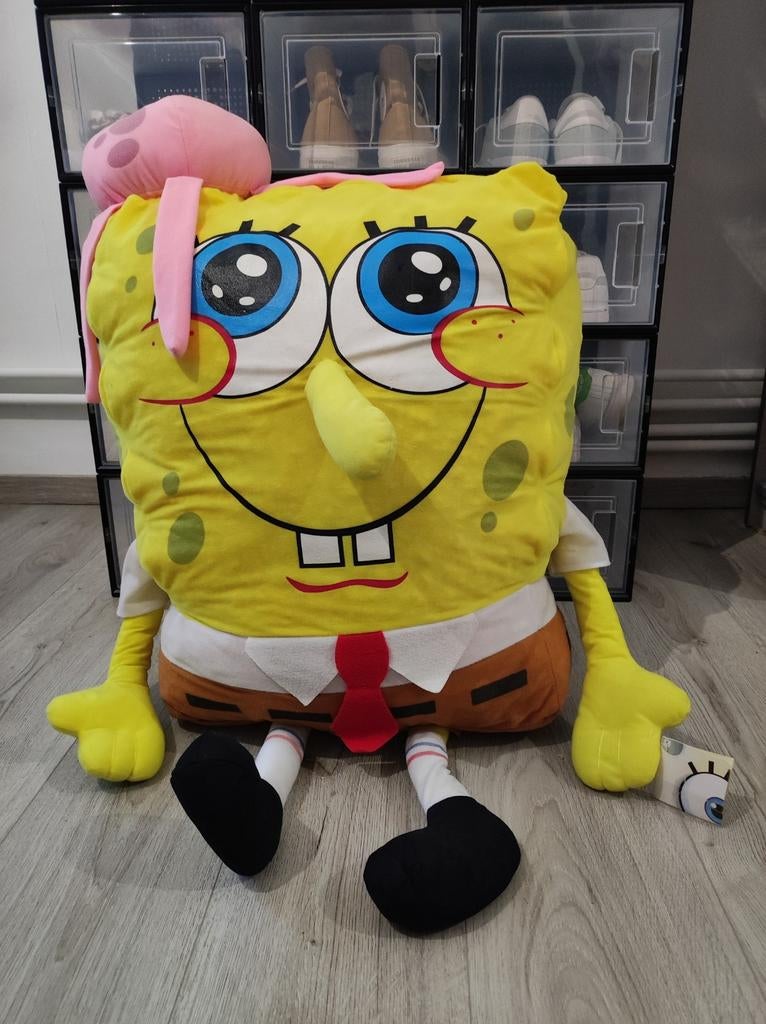 Peluche géante Bob l'éponge, Neuf, Avec étiquette, Jaune, Overige karakters