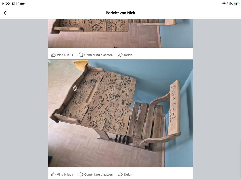 Schoolbankje, Ophalen, Zo goed als nieuw