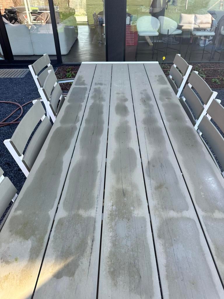 Tuintafel met 8 stoelen, Jardin & Terrasse, Tables de jardin, Enlèvement, Utilisé, Rectangulaire, Autres matériaux