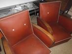 lot paire fauteuils art deco modele club vintage similicuir, Antiquités & Art, Enlèvement
