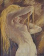 RENEE KUELLER / NAAKTE VROUW / OLIEVERF / 66x56cm / KADER, Ophalen of Verzenden