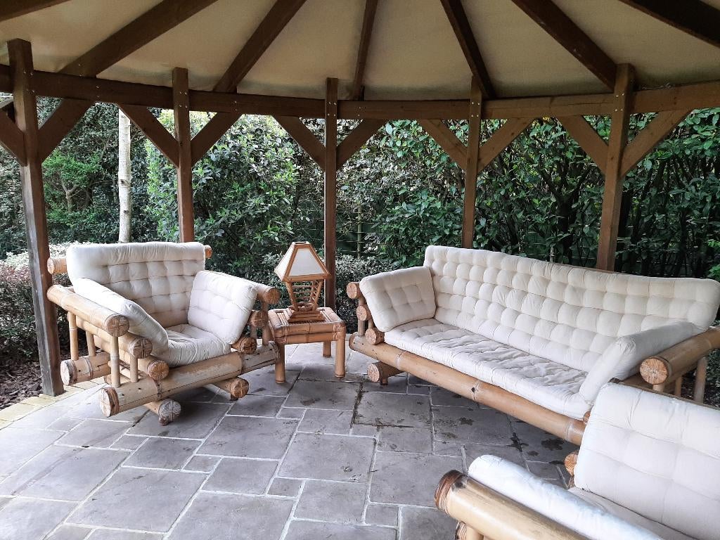 Set de jardin en bambou, Table d'appoint, 5 places, Enlèvement, Utilisé