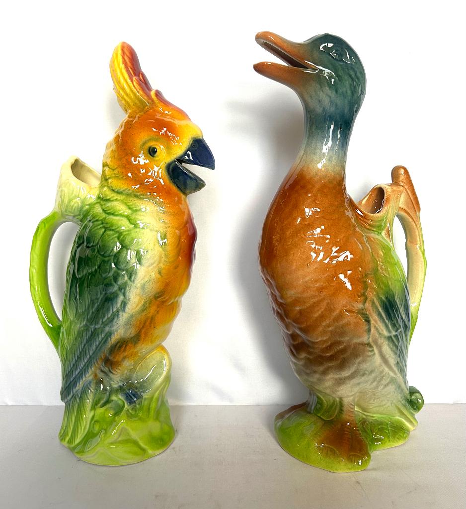 Saint Clément Majolica eend papegaai perroquet kan barbotine, Antiquités & Art, Antiquités | Céramique & Poterie, Enlèvement ou Envoi