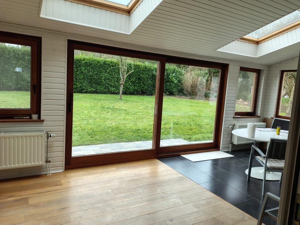 Fenêtre coulissante Meranti 3600x2100 avec verre hr+, Bricolage & Construction, Enlèvement