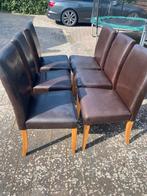 Leren eetkamerstoelen, Huis en Inrichting, Ophalen, Gebruikt, Bruin, Leer