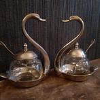 Bocaux à confitures  vintage en métal argenté - cygnes, Envoi