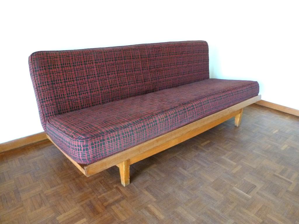 Zetel / slaapbank vintage jaren ‘50, Ophalen, Gebruikt, Rechte bank, Jaren '50