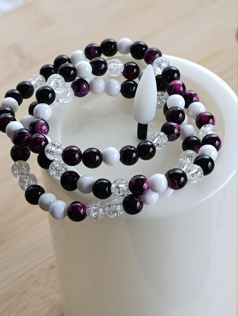 3 Bracelets fait main élastique en perles, Neuf, Blanc, Autres matériaux, Avec bracelets à breloques ou perles