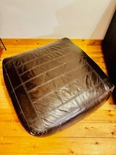 Hocker vintage en cuir marron, Enlèvement, Cuir