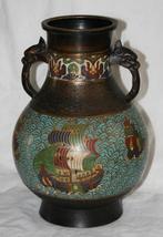Bronze Vaas cloissonne Japan 31 cm, Antiek en Kunst, Ophalen of Verzenden
