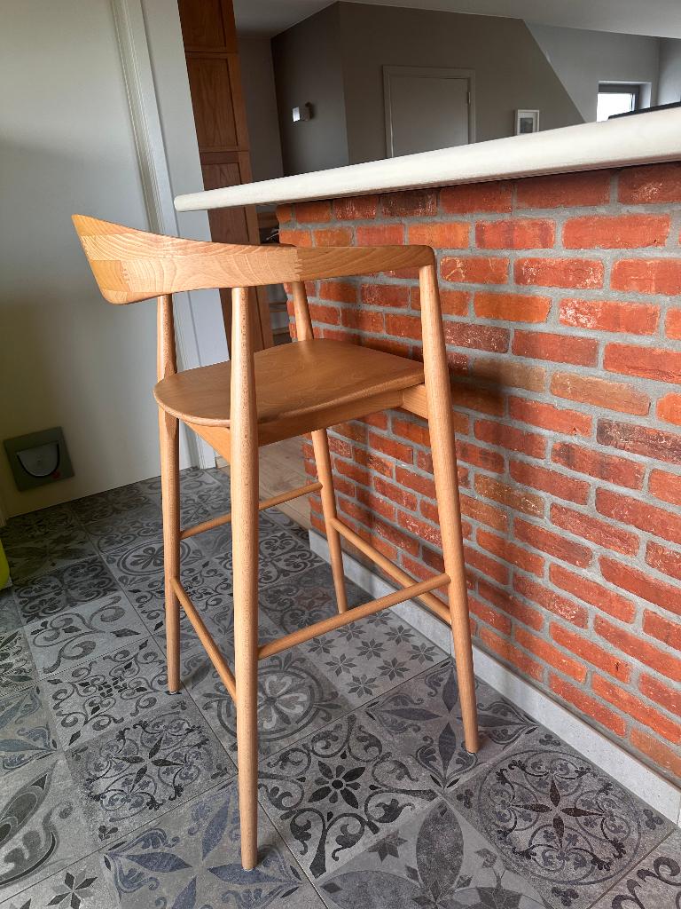 4 exclusieve barkrukken Modalto in naturel eik Hoogte 82 cm, Ophalen, Met voetsteun, 60 tot 90 cm, Zo goed als nieuw