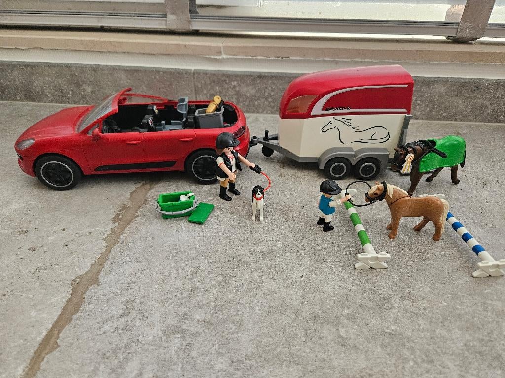 Playmobil Porsche met paardentrailer 9376, Kinderen en Baby's, Ophalen of Verzenden, Gebruikt, Complete set
